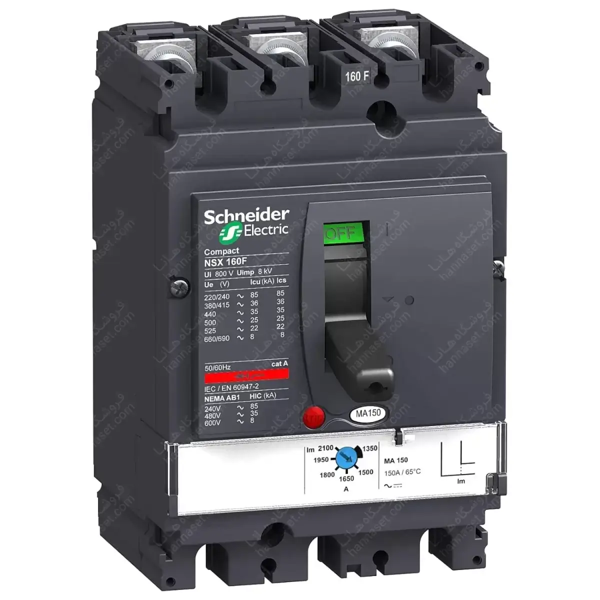 کلید اتوماتیک 250 آمپر قابل تنظیم حرارتی-مغناطیسی سری NSX250F اشنایدر