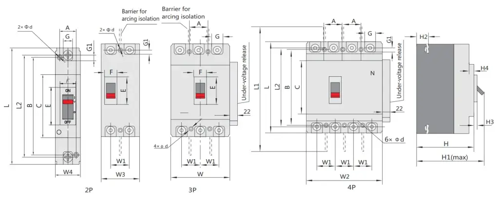 کلید اتوماتیک 250 آمپر قابل تنظیم حرارتی- مغناطیسی NM8-250S/3P چینت