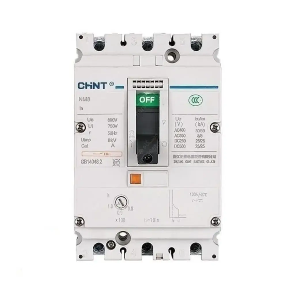 کلید اتوماتیک 50 آمپر قابل تنظیم حرارتی- مغناطیسی NM8-125S/3P چینت