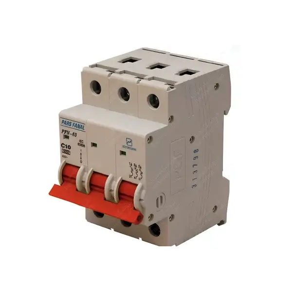 کلید مینیاتوری سه پل 10 آمپر 6 کیلو آمپر PFN-63-C10 پارس فانال
