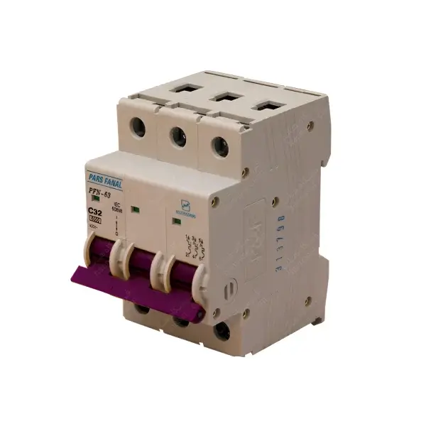 کلید مینیاتوری سه پل 32 آمپر 6 کیلو آمپر PFN-63-C32 پارس فانال