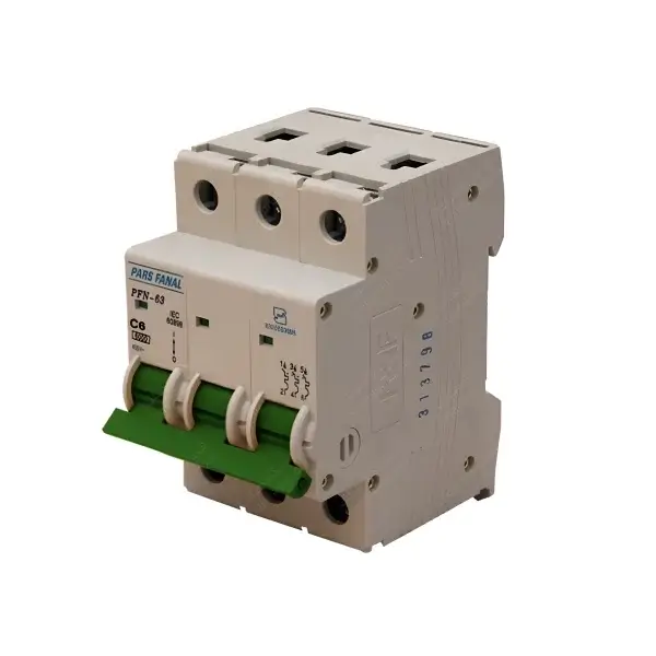 کلید مینیاتوری سه پل 6 آمپر 6 کیلو آمپر PFN-63-C6 پارس فانال